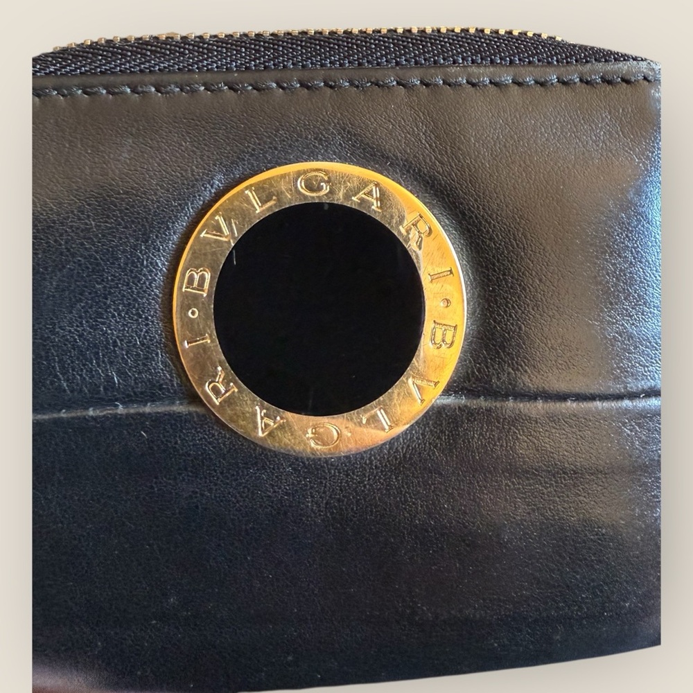 BVLGARI Black Leather Zip Coin Purse - Picture 4 of 4